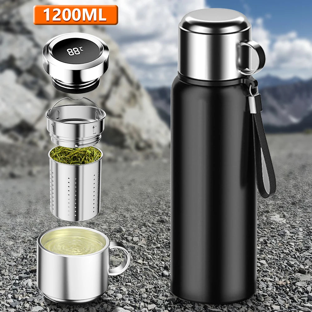 SmartTemp Thermos Bottle – 1200ML Hot & Cold Smart Flask