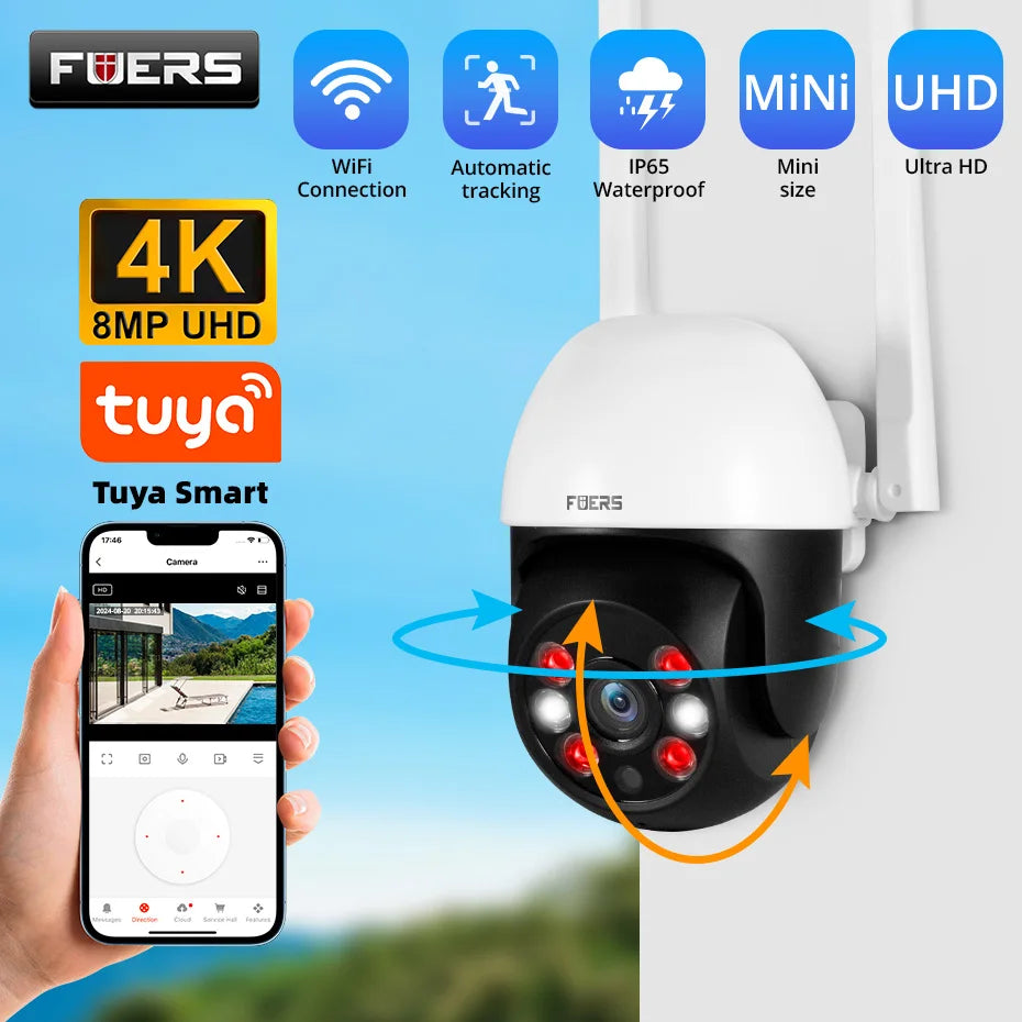 Smart 8MP 4K Outdoor WiFi Camera with AI Auto Tracking