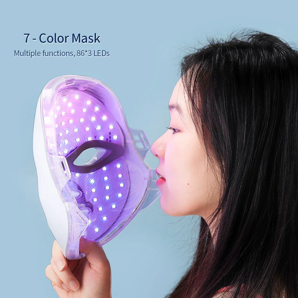 7-Color LED Facial Mask with Neck Red Light Therapy