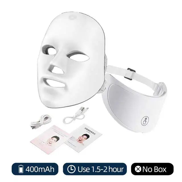 7-Color LED Facial Mask with Neck Red Light Therapy