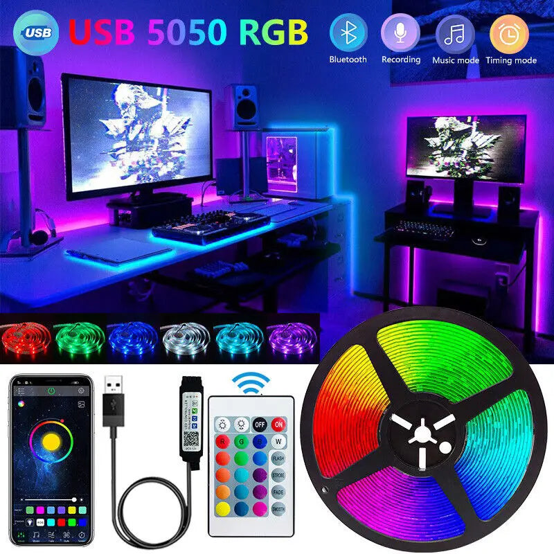 Smart Bluetooth LED Strip Lights – APP Remote & Flexible Ribbon