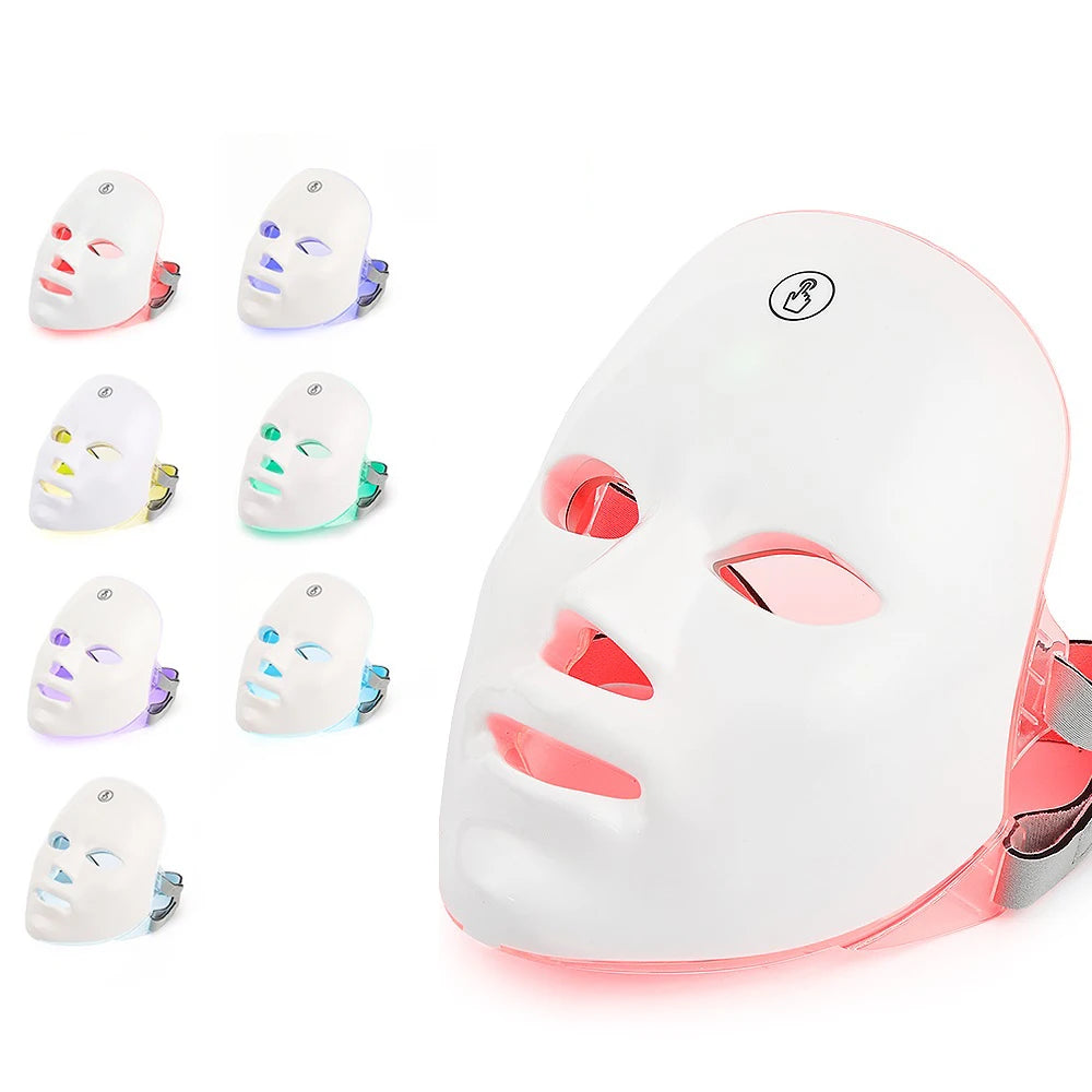 7-Color LED Facial Mask with Neck Red Light Therapy