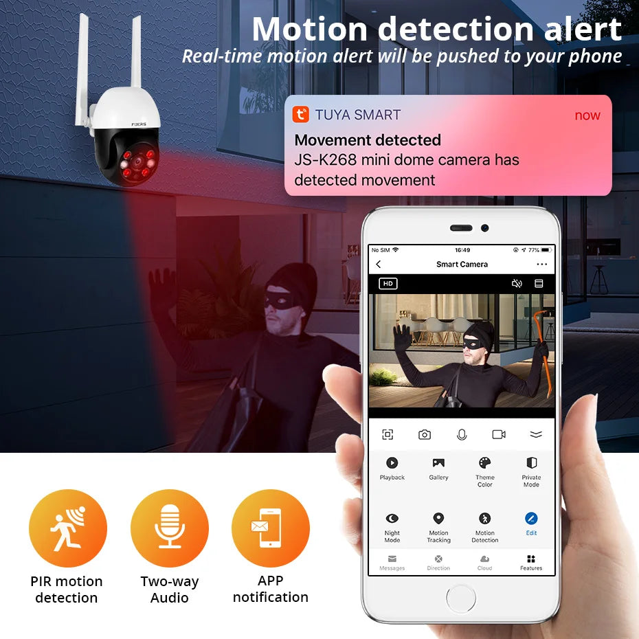 Smart 8MP 4K Outdoor WiFi Camera with AI Auto Tracking