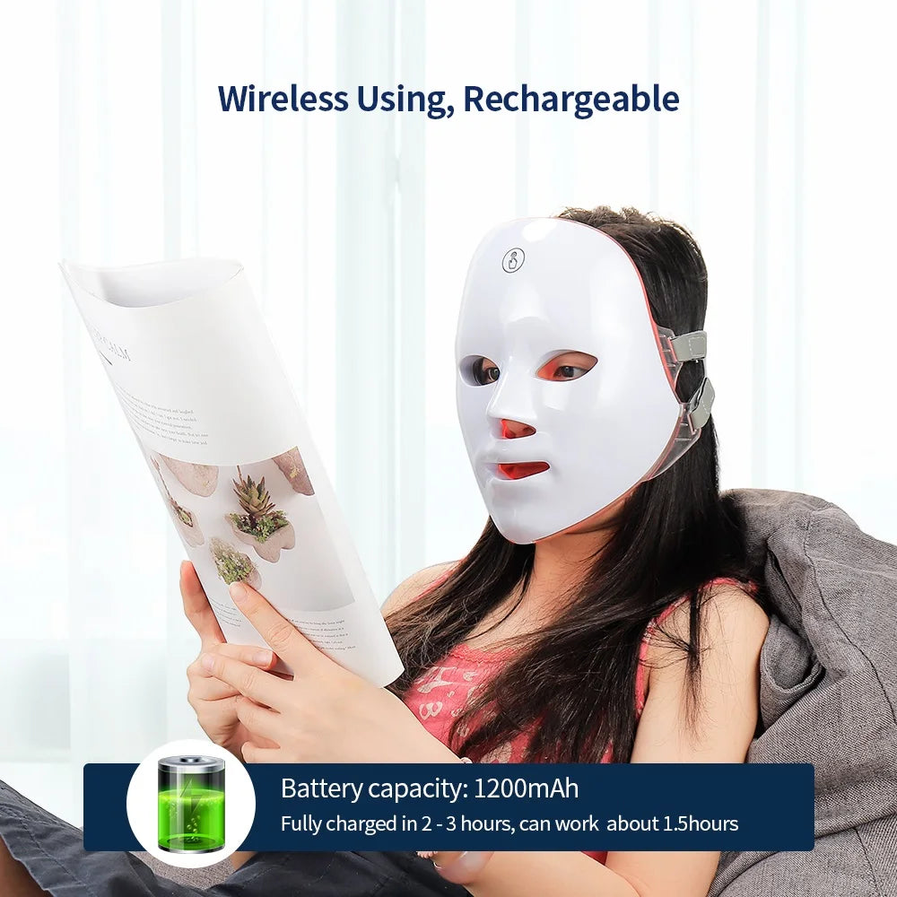 7-Color LED Facial Mask with Neck Red Light Therapy