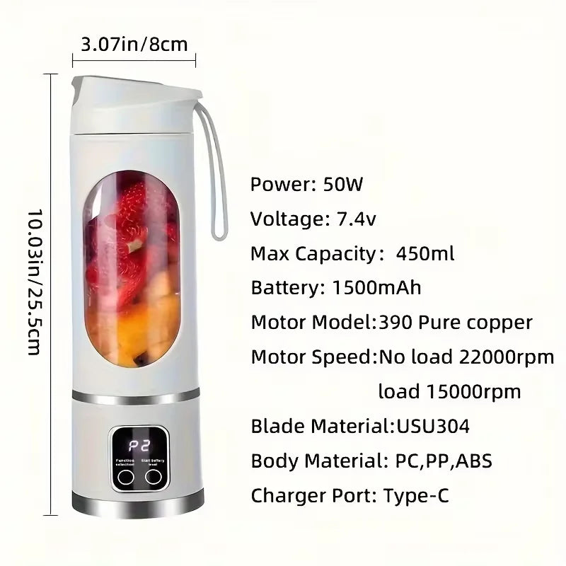 SmartBlend Pro – Portable Rechargeable Juicer Cup (450ML)