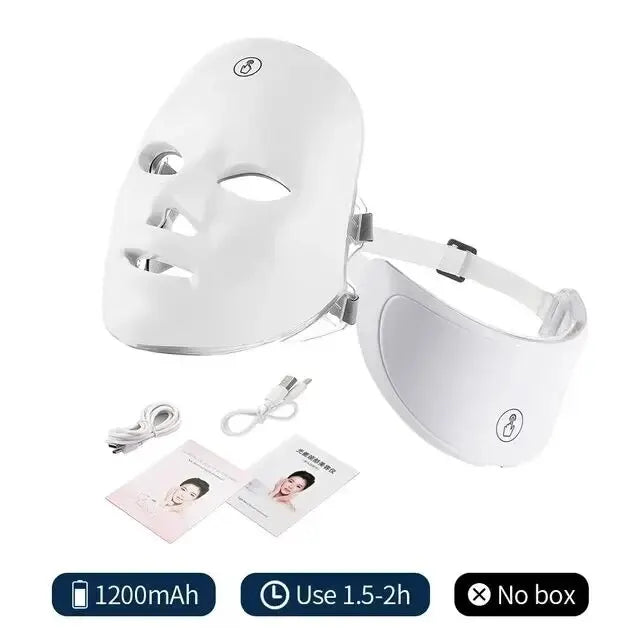 7-Color LED Facial Mask with Neck Red Light Therapy