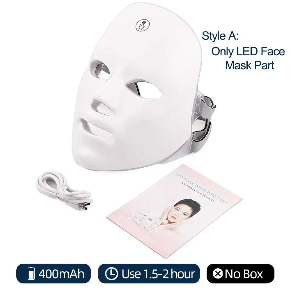 7-Color LED Facial Mask with Neck Red Light Therapy